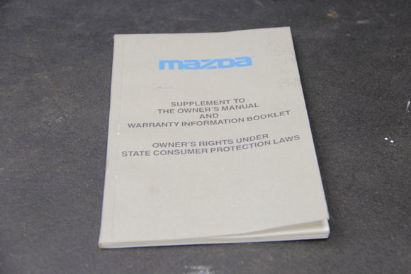 1999 Mazda Supplement to Owner's Manual Booklet